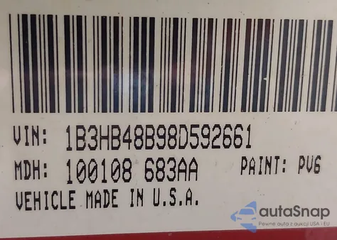 2008 Dodge Caliber Sxt from USA, damaged, VIN 1B3HB48B98D592661